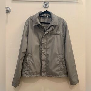 Calvin Klein Men’s Grey Water Resistant Zip Up Collared Coat Pockets Large